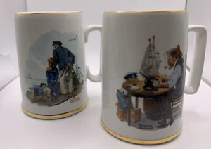 2 Norman Rockwell Mugs “Looking Out To Sea” And “For A Good Boy” Museum 1985 - Picture 1 of 2