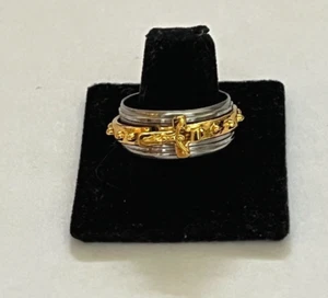 MEN'S STAINLESS STEEL CROSS JESUS CRUCIFIXION WIDE BAND SPINNER RING  SIZE 11 - Picture 1 of 2