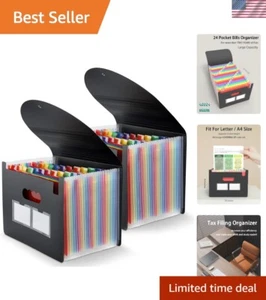 Portable 24 Pocket Accordion File Folder with Secure Closure for A4 Documents - Picture 1 of 9