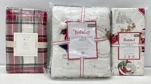 NEW Pottery Barn KIDS Heritage Santa Toddler/Crib Quilt, Sheet & Plaid Bed Skirt - Picture 1 of 1