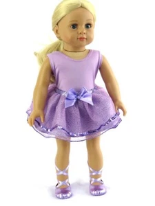 MUÑECA DE BALLET LAVANDA DE 18" TRAJE Leotardo Tutú para CHICAS AMERICANAS VIAJE Muñecas NUEVO - Imagen 1 de 3