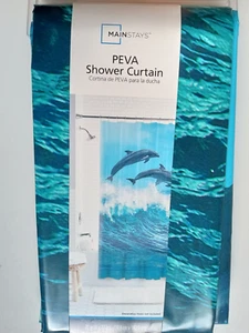 Dolphin Jumping Aquatic ~ Shower Curtain ~ 70" X 72" ~ Mainstays ~ 100% PEVA - Picture 1 of 3