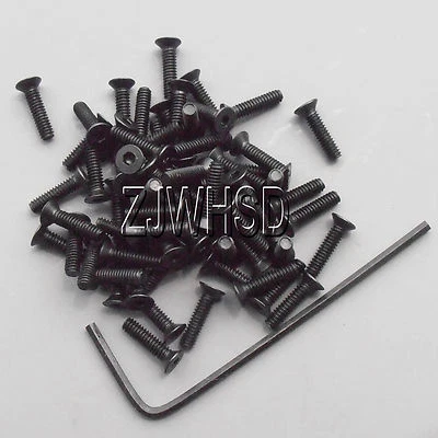 50pcs M2 x 8mm Allen Hex Flat Head Screw Ultra Hard Alloy Steel Bolt + Free Key - Image 1 of 2