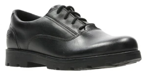 CLARKS COMET STAR GTX Kids School WATERPROOF BLACK Leather Shoes - Picture 1 of 5