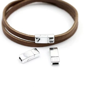 10 Magnetverschluss für flache Leder Bänder 5x2mm Schmuckzubehör großhandel - Picture 1 of 12