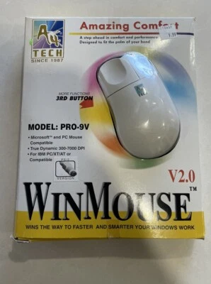 A4 Tech Vintage Mouse WinMouse Model PRO-9V V2.0 Amazing Comfort PS/2 - Image 1 of 3