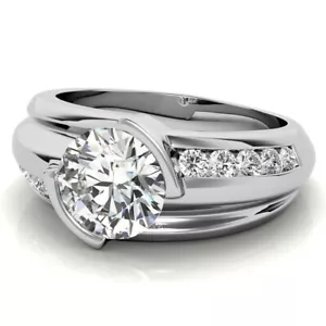 Anillo de platino y diamantes para hombre corte redondo 2,02 quilates IGI creado en laboratorio banda PT950 9 mm - Imagen 1 de 8
