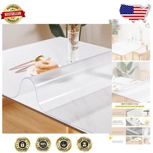 34x34 Inch Waterproof PVC Table Cover Protector - 1.5mm Thick & Heat Resistant - Picture 1 of 10