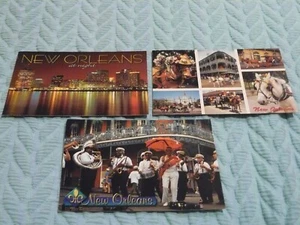 Three (3) NEW ORLEANS, LOUISIANA Postcards WATERFRONT, Street Scene, Street band - Picture 1 of 5