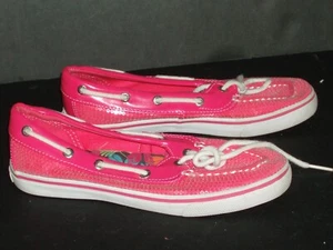 SPERRY TOP-SIDER Girl's 3M BISCAYNE 1 EYE Hot Pink Sequins EUC - Picture 1 of 5
