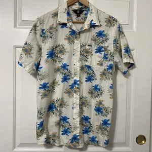Volcom Shirt Mens Size Large Floral Hawaiian Print Button Up Short Sleeve Cotton - Picture 1 of 12