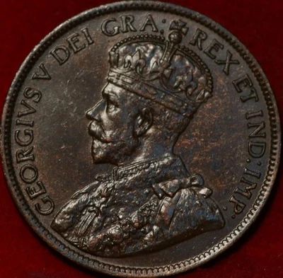 🇨🇦 Uncirculated 1915 King George V One Large Cent Coin Canada - Image 1 of 2