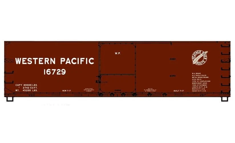 Accurail 81782 HO Scale WP 40' Double Sheath Wood Boxcar Unassembled Kit - Image 1 of 1