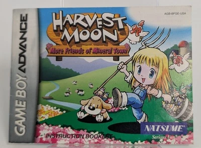 Harvest Moon More Friends Of Mineral Town Game Boy Advance GBA SOLO Manual - Imagen 1 de 2