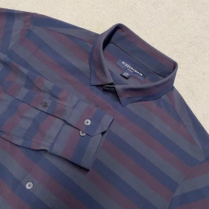 Mizzen + Main Leeward Shirt Mens Large Multi Stripe Trim No Tuck Performance - Picture 1 of 9