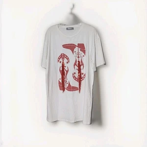 Azul B. Bota de Vaquero Western Para Mujer Lentejuelas Flecos Camiseta Roja Blanca L Túnica 44x33"  - Imagen 1 de 5