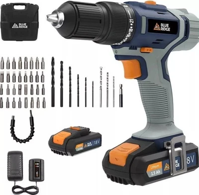 Cordless combi drill - 2X 1.5 Ah Li-ion Battery - 43pcs Accessories Carry Case - Image 1 of 4