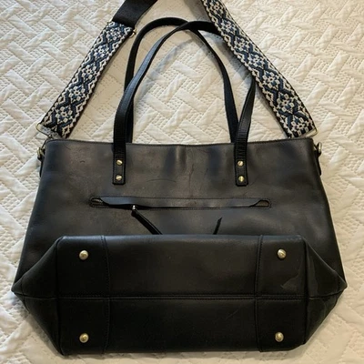 S Zone Large Black Leather Computer Messenger Bag Purse Model D02V202204 CLEAN - Image 1 of 4