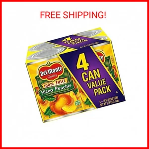Del Monte Yellow Cling Sliced Canned Peaches in 100% Juice, 15 oz Cans (4 Pack) - Picture 1 of 2