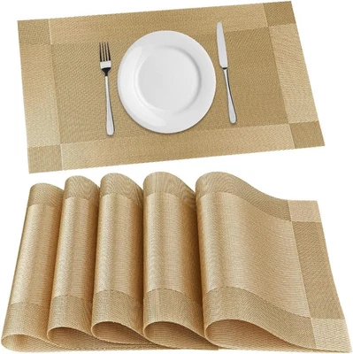 Heat-Resistant Placemats for Dining Table, Washable PVC Woven Vinyl Table Mats, - Image 1 of 4