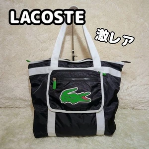 LACOSTE Women Vintage Big Logo Zippered Nylon Tote Bag Silicone Limited Edition - Picture 1 of 10