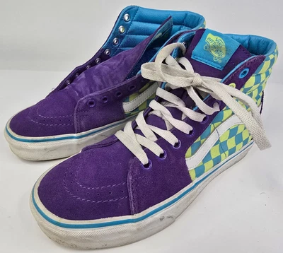 Mujer 7.5 Vans Sk8-Hi Años 80 90 Colorblock Checherboard Púrpura Zapatos Patín Foto 1 de 4