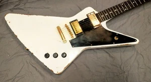 "RELIC" EXPLORER Style Guitar WHITE w/Gibson Epiphone Pickups WORN Vintage*LOOK! - Picture 1 of 24