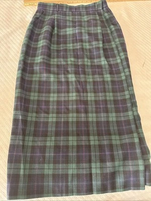 Falda envolvente a cuadros azul verde 100 % lana de colección JH Collectibles talla 12 maxi forrada a cuadros Foto 1 de 4