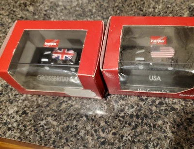 2 mix Herpa Mini Cooper Die-Cast NEX Models Pull Back Car London British / U1:87 - Image 1 of 4