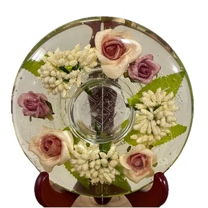 Dream Light Traumlicht Candle Holder Floral Germany Handmade Glass 6” Tealight - Picture 1 of 7
