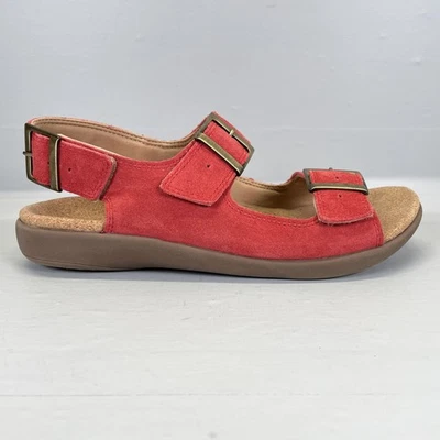 Sandalias Revitalign para mujer talla 9,5 B rojas de gamuza con tiras de corcho zapatos con cordones Foto 1 de 4