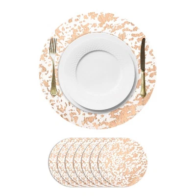 8 Stück roségoldene runde Einweg-Tischsets, 13 Zoll große Foliennetzmatten - Bild 1 von 4