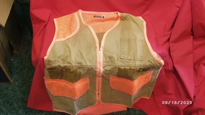 Vintage Large Game Hunting Vest by Saf-T-Bak Fluorescent Orange and Tan - Image 1 of 3