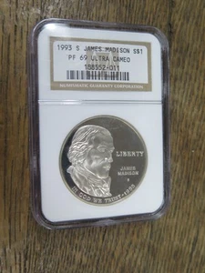 S James Madison 1993 dólar de plata prueba NGC PF 69 UCAM - Imagen 1 de 4