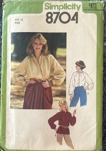 Simplicity 8704 - Misses’ Size 12 B 34 Shirt with Raglan Sleeves and Collar Band - Picture 1 of 2