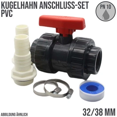 Poolschlauch Kugelhahn Absperrhahn Anschluss-Set 32-38 mm - 6-teilig - Bild 1 von 4