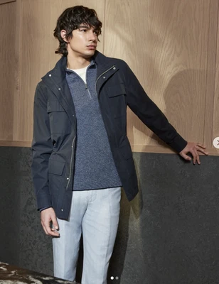 NEW Jack Victor Jonte Navy Field Water Repellent Raincoat Jacket Sz XL NWT $698 - image 1 of 4