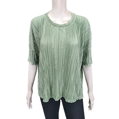 Blusa plisada verde Andrew Marc para mujer de moda elegante para todos los días talla L Foto 1 de 4