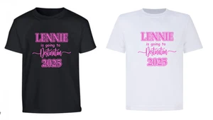 Toddler Children's Kids Personalised Holiday T-Shirt 2025 Black/white - Picture 1 of 12