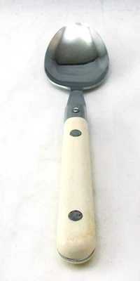 Ikea Edelstahl & Weiß Kunststoffgriff W Nieten Menge / 2 Oval Suppe Löffel - Bild 1 von 4