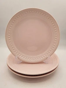 NWOT Set Of 3 MATCERAMICA Portugal Soft Pink 9" Salad Plates Raised Dotted Rim - Picture 1 of 9
