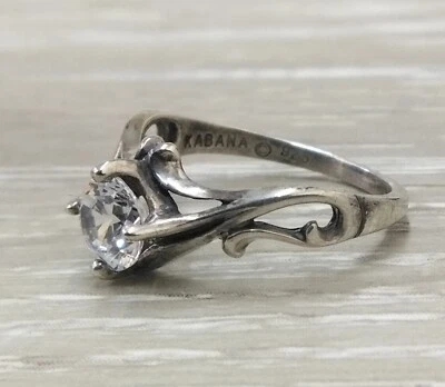 Anillo de plata esterlina Kabana corte redondo blanco DQ CZ talla 6 FZZ Foto 1 de 4