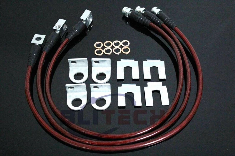 Línea de freno extendida de acero inoxidable apta para Jeep TJ YXJ 1987-2006 rojo delantero trasero acero Foto 1 de 1