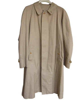 Vintage 90s Maus & Hoffman Luxury Khaki Rain Coat Mens 42 Plaid Lining ENGLAND - Image 1 of 4