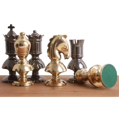 3.4" Victorian Series Brass Metal Luxury Chess Set - Pieces Only - Metallic Gold - Image 1 of 4