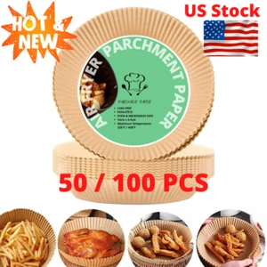 50 PCS Air Fryer Disposable Paper Liner Non-Stick Parchment Paper Oil-proof 6.3" - Picture 1 of 12