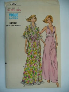 Vintage, rare Vogue nightgown+robe pattern, size 10, bust 32 1/2, uncut - Picture 1 of 2