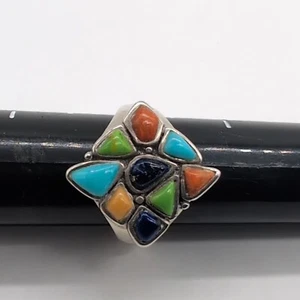Basrse signed sterling silver 925 Women's Ring Size 6.75 Multistones - Picture 1 of 5