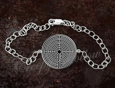 Pulsera ajustable de plata de ley 925 laberinto mitología griega  Foto 1 de 3
