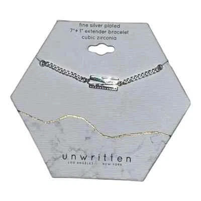 Unwritten Cubic Zirconia Initial Link Bracelet Silver Plated "M" NWT - Image 1 of 3